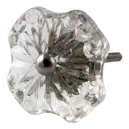 Clear Square Glass Flower Cabinet Knob